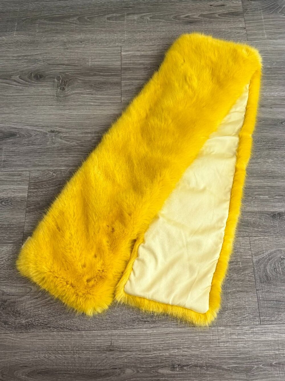 J. Crew Yellow Faux Fur Wide Neck Wrap Scarf OS